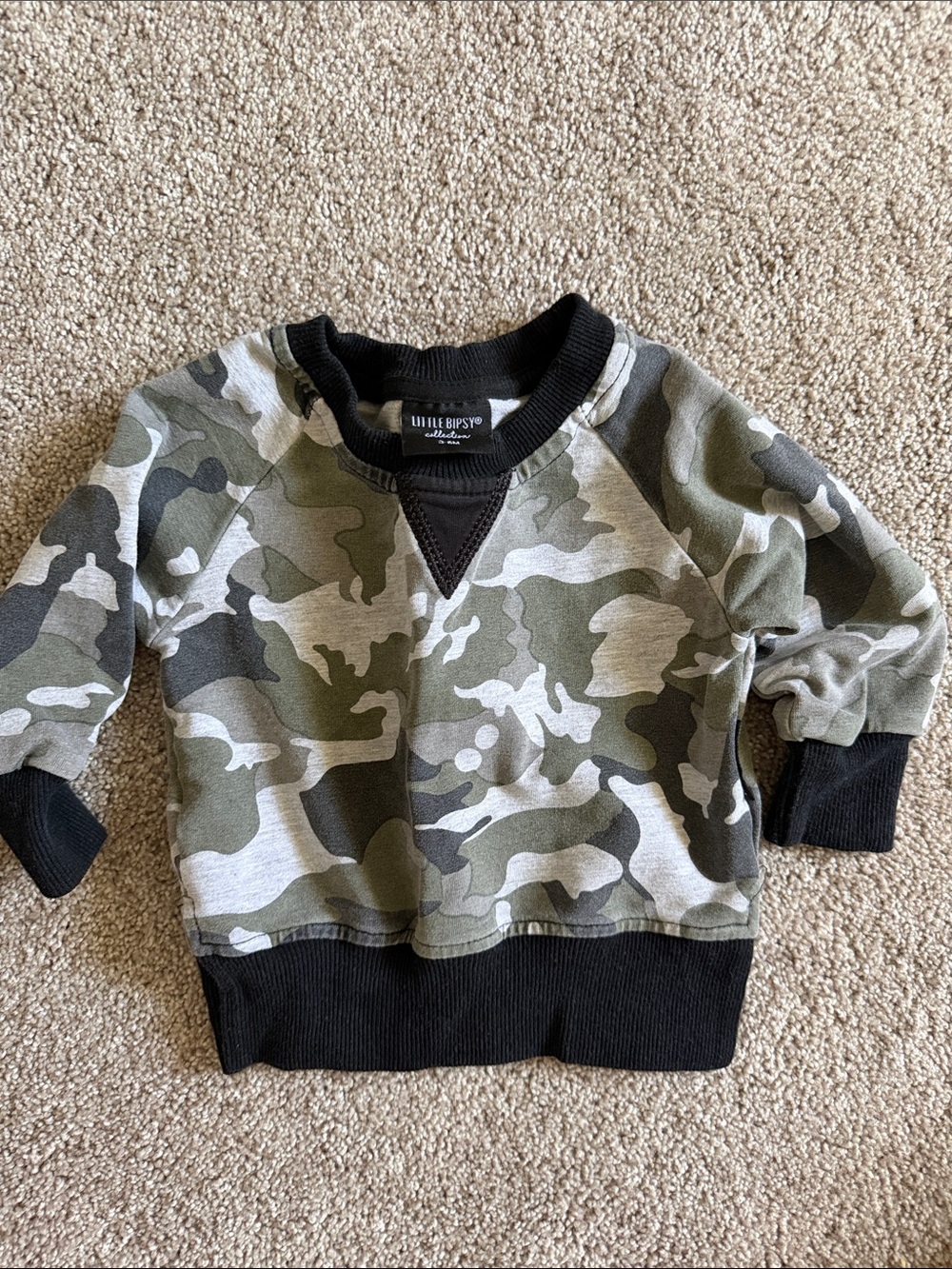 Little Bipsy Olive and Gray Camo Crewneck Sweatshirt